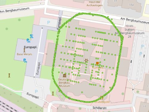 open-street-map-flight-path Kartenansicht des Drohnenflugs, basierend auf Open Street Map